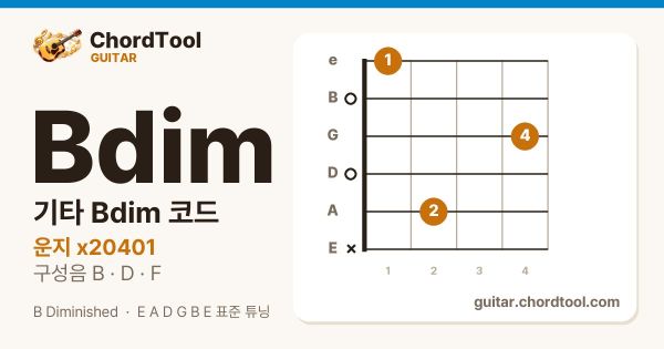 기타 Bdim코드 운지법