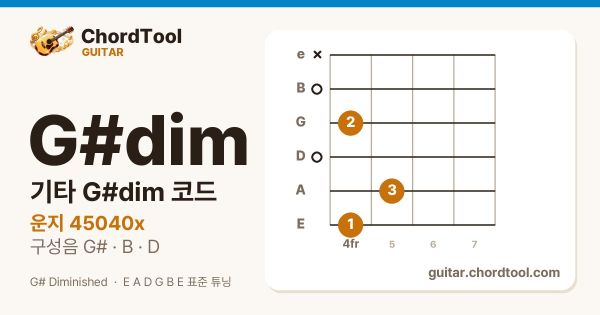 기타 G♯dim코드 운지법