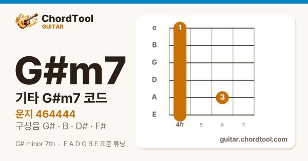 기타 G♯m7코드 운지법
